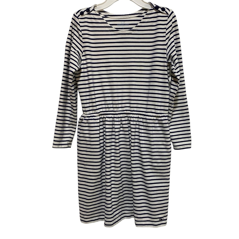 Vineyard Vines Kids Striped Dress - Navy and White